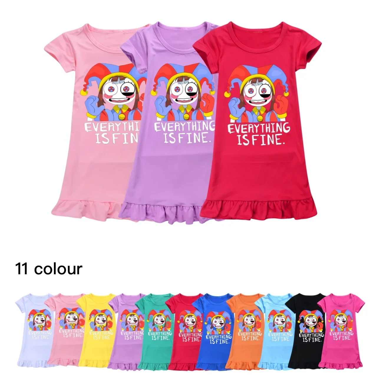 

Circo Digital Dress Kids Cartoon Pomni Jax Clothes Baby Girls Short Sleeve Casual Dresses Children Leisure Nightgowns Sleepwear