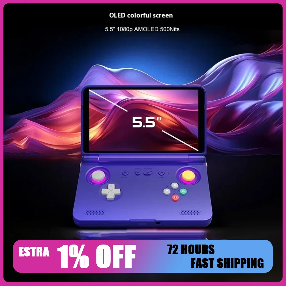 Retroid Pocket Flip2 Game Console 1080p Folding Game Console AMOLED 500Nits 5.5