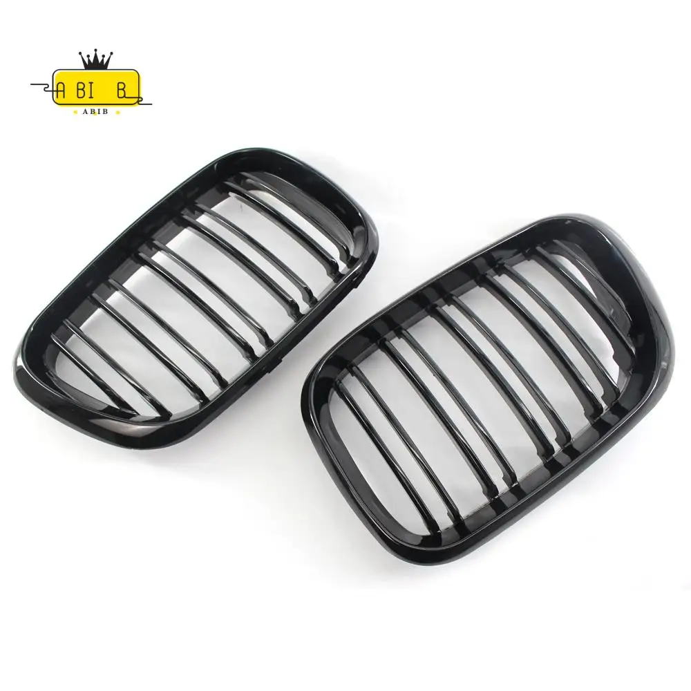

ABIB -Front Grill Grilles Kidney Grill Replacement For BMW X5 E53 1998-2003 Double Slat Sport Style Gloss Black