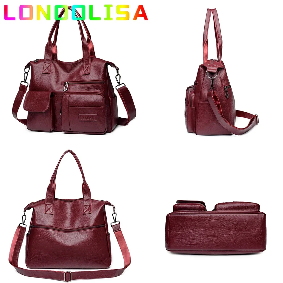 Borsa a tracolla stile Vintage per donna borsa in pelle PU di lusso grande Casual borsa da donna Trendy semplice Messenger Crossbody grande Sac