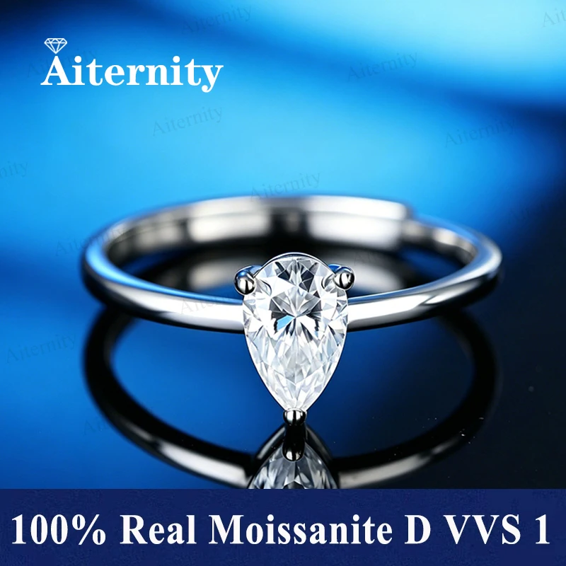 Moissanite Rings 0.5-2CT Oval/Radiant/Pear For Women Real S925 Silver with GRA Certificate Passed Diamond Test Ring Wedding Band