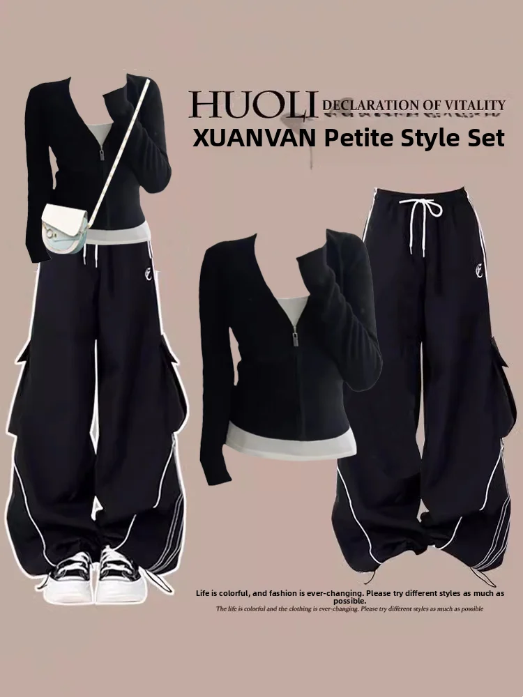 

Korean Sle Spring Autumn V-Ne Two-Piece Set Faionable Sexy Top And Workwear Pants Combo for Young Women