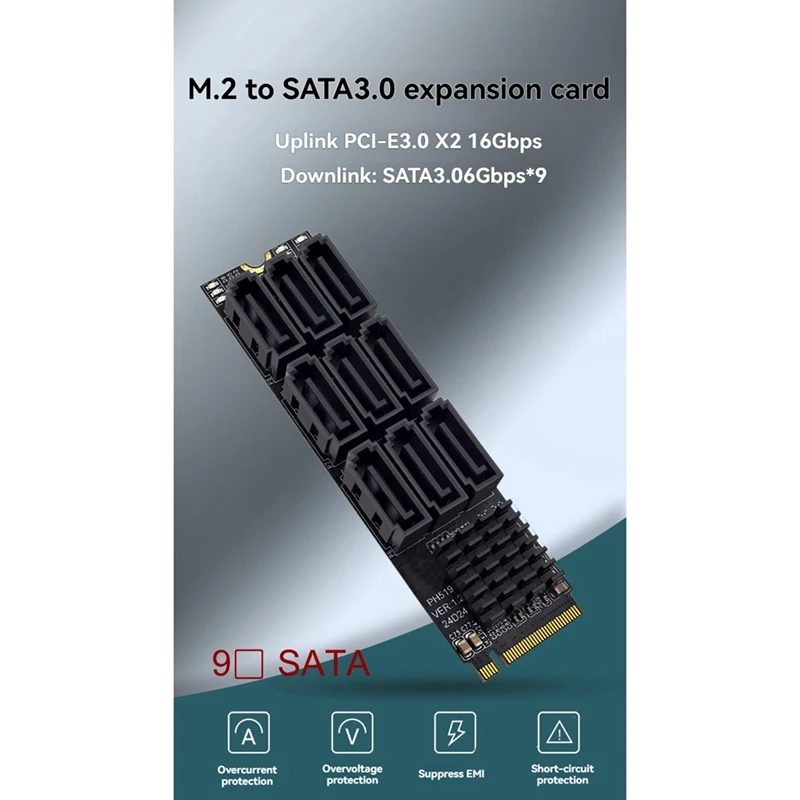 M.2 M KEY NVMe to 9 Ports Convert Card 3.0 Extend Adapter PCIE 3.0 X2 Hard Disk Capacity High Speed Expansion-A79U