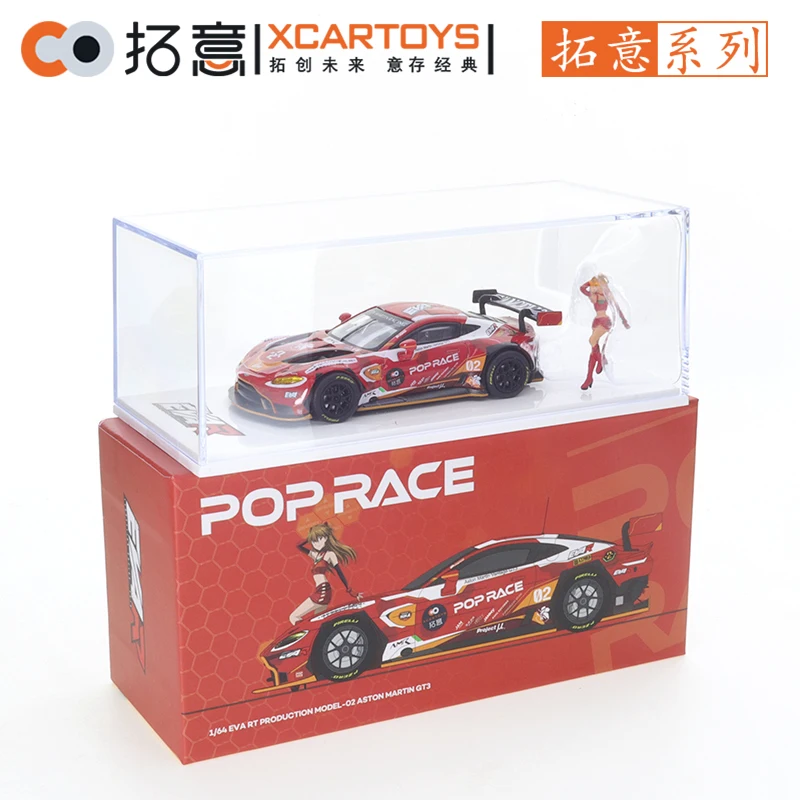 

XCARTOYS 1/64 EVA Aston Martin Vantage GT3 Red 2 with Akira Doll Cars Alloy Motor Vehicle Diecast Metal Model Toys for Boys