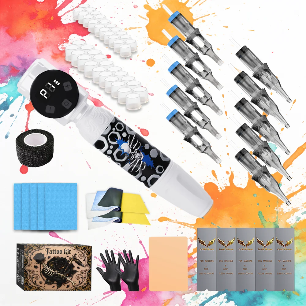 Goldplume Wireless Tattoo Kit, Rotary Tattoo Machine Set, Includes 10 Tattoo Needles, Permanent Makeup Tools for Tattoo Artists