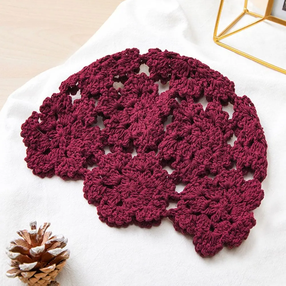 Hollowed Out Knitted Hat Breathable Summer Casual Beret Cap Fashion Flowers Skullies Hat Women