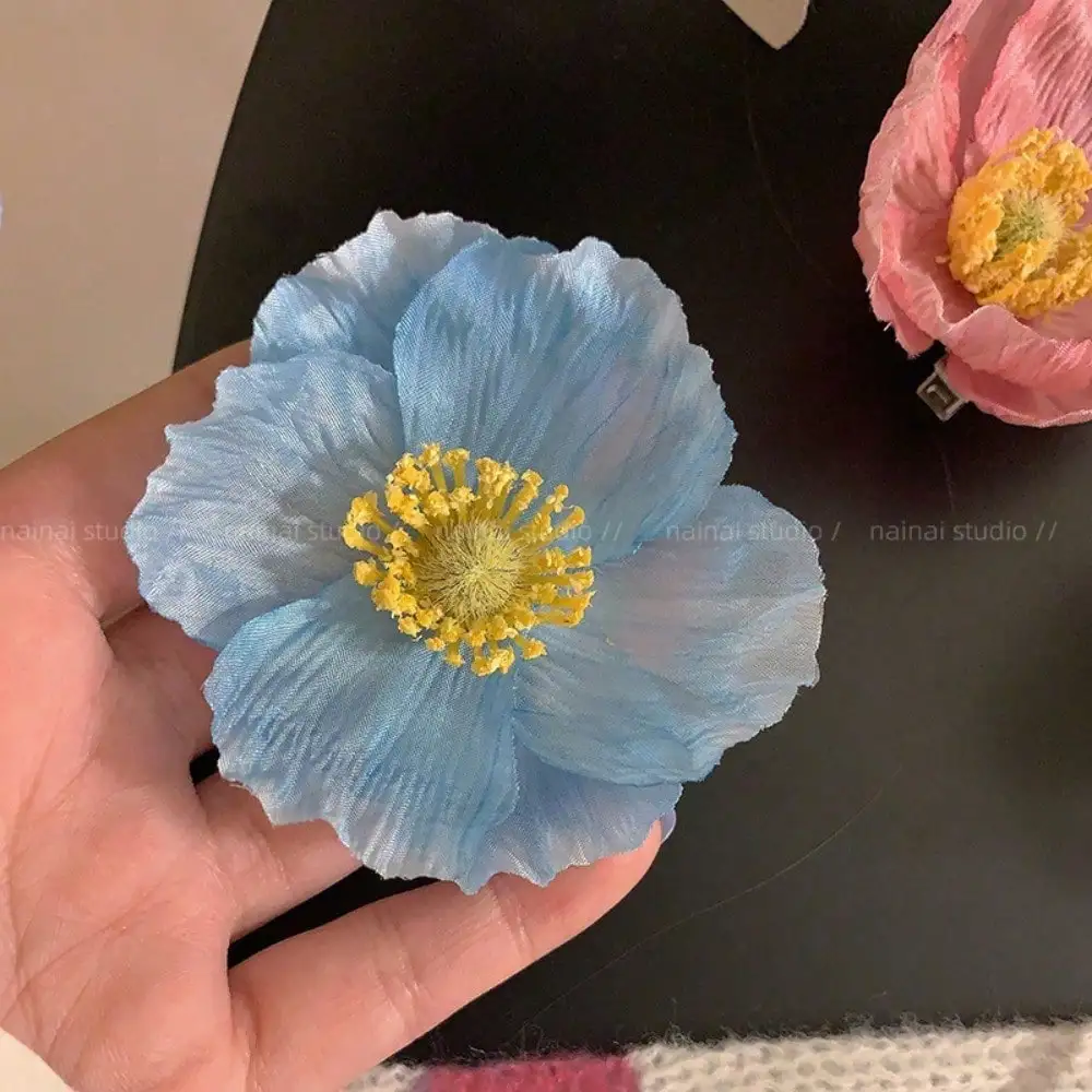 1Pc Poppy Hairpin Super Fairy Simulation Flower Side Clip Bangs Broken Hairpin New Hair Accessories Woman - Detail 1