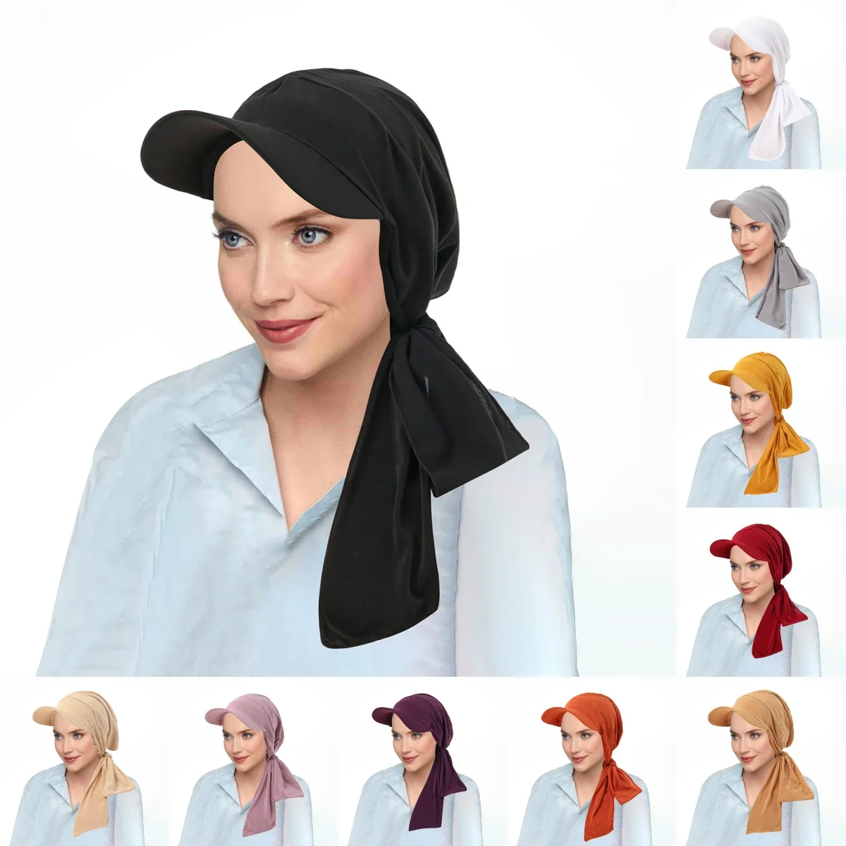 

New Pre-Tied Headscarf Muslim Inner Hijab Hat Female Turban Cancer Chemo Cap Hair Loss Cover Headwrap Headwear Stretch Bandana