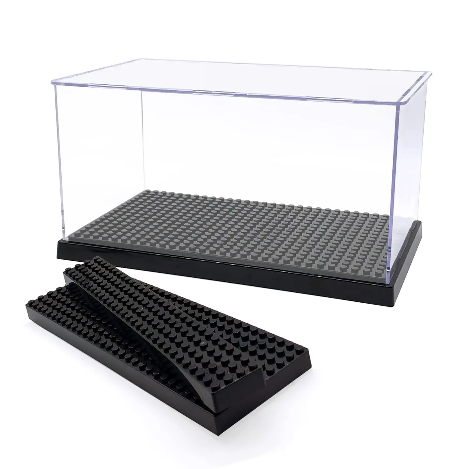 Acrylic Display Case for Figures Dustproof,Display Box with Building Base,Collection Brick Storage Blocks Action Figure Showcase