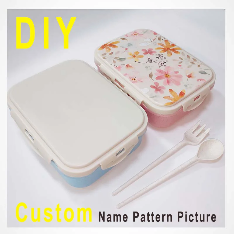 

Personalised lunch box for Kids Student Remarks Name LOGO Picture Photo PP Eco-friendly Material With Spoon Fork