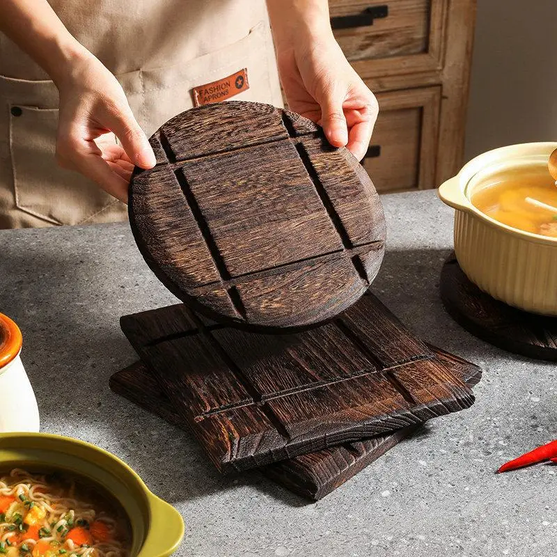 

Thickened Wood Heat Resistant Mat Chinese Style round Dining Table Pad for Sand Pot Anti-Scalding High Temperature Resi...
