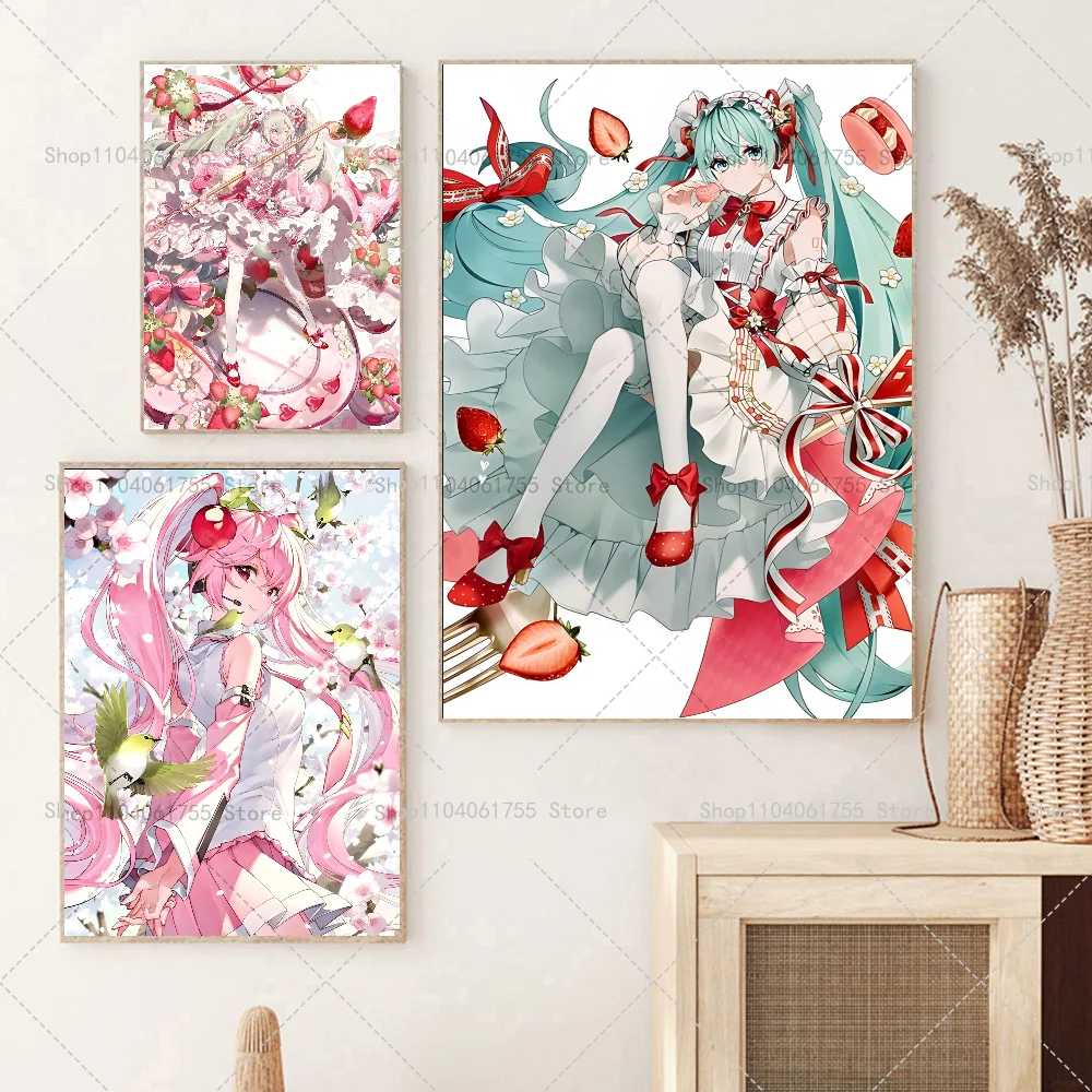 1PC Virtual Idol H-Hatsunes M-MikU Poster Self-adhesive Art Waterproof Paper Sticker Coffee House Bar Room Wall Decor