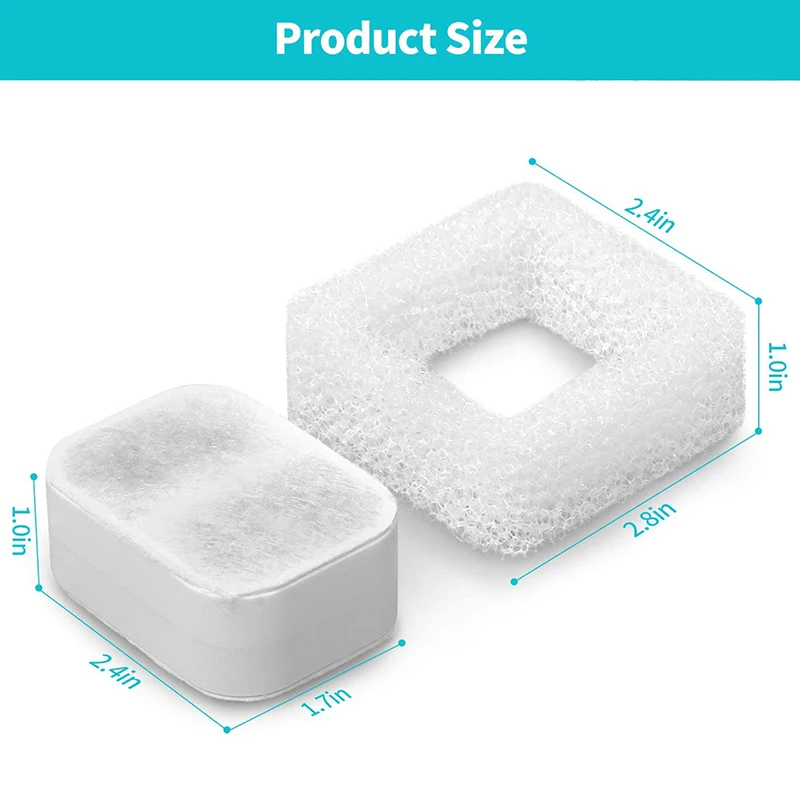 Ceramic Cat Fountain Replacement Filter, 16 Carbon Filters And 4 Foam Filters, Suitable For IPETTIE Tritone / Fiumi