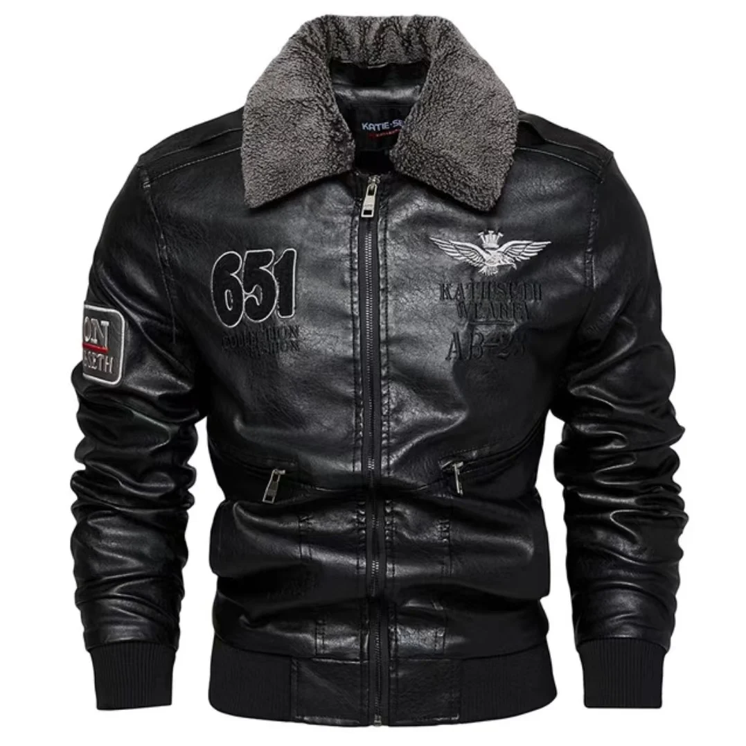 

New Autumn Men's Vintage Black Brown PU Leather Wool Coat Button Motorcycle Style Casual Chic Solid Color Jacket