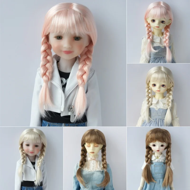 1/6 1/4 1/3 Qbaby Blythes Doll Hair JD837 Long Twins Braids Synthetic Mohair BJD Wigs Country Girl Hair