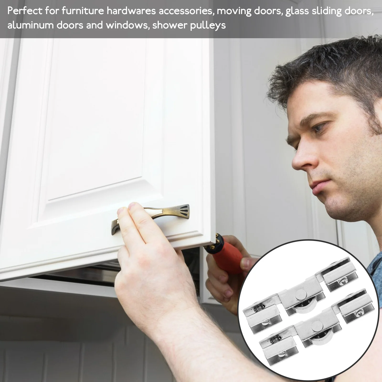 

8Pcs Glass Sliding Door Pulley Reliable Smooth Edge Sliding Roller Replacement Window Patio Door Track Guide Wheel