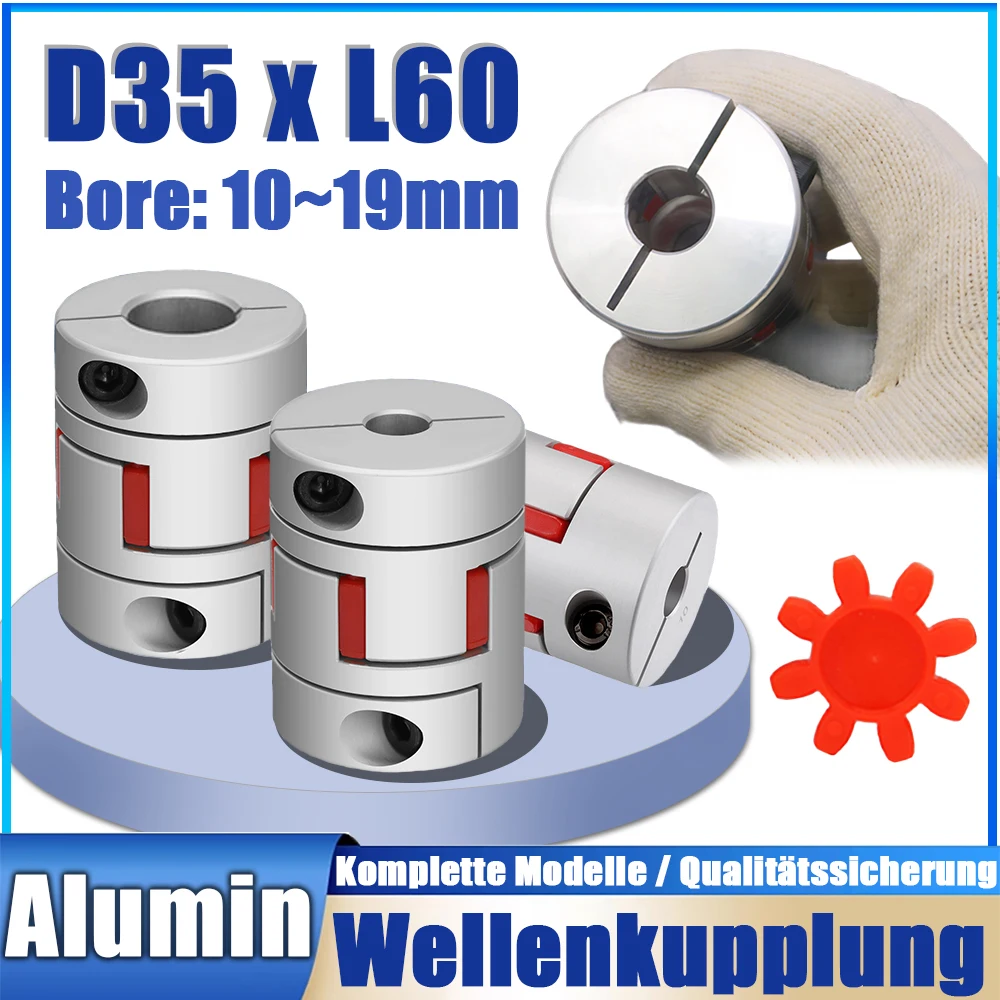 

D35xL60 Jaw Shaft Coupler Spider Flexible Motor Aluminium Plum Flexible Coupling Bore 10 11 12 13 14 15 - 19mm Encoder Connector
