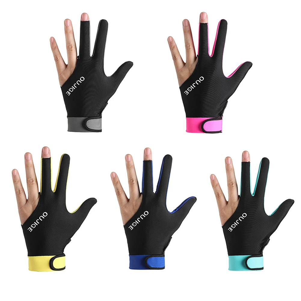 Billiards Glove Left Hand Three Finger Billiard Glove Non Slip Stickers Elasticity Billiard Training Gloves Accessories