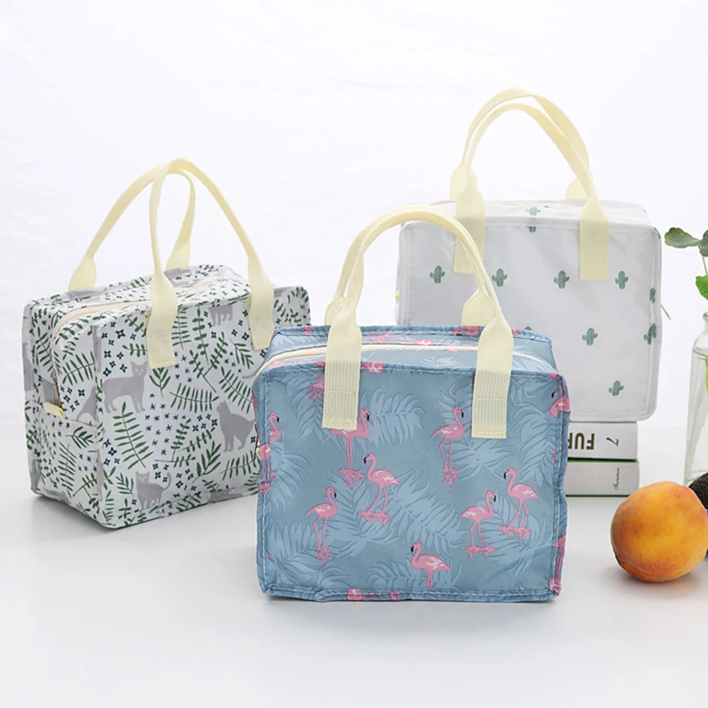 Portable Thermal Lunch Bag Cartoon Cactus Large Waterproof Lightweight Carry Storage Pouch Handle Lunch Box Bag for Work School