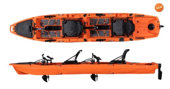 10ft 14ft Roto-Mold Modular Pedal Drive Kayak 2-Person Canoe Pedal System Plastic Hull Material 4.5m Length  HDPE