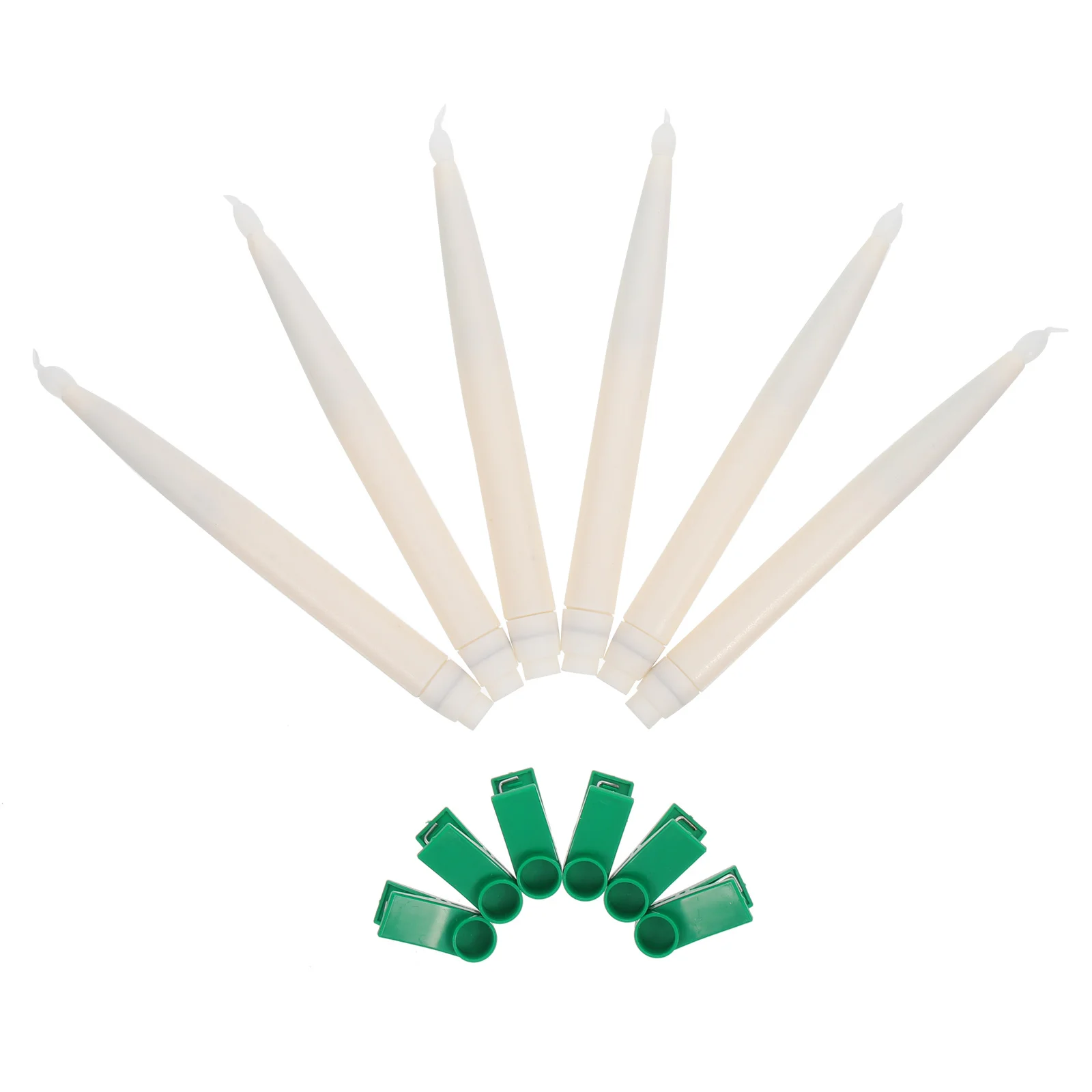 6 قطعة أضواء كهربائية واقعية وميض LED تفتق الشموع للمنزل حفل زفاف LED الشمعدانات العصي وهمية #5