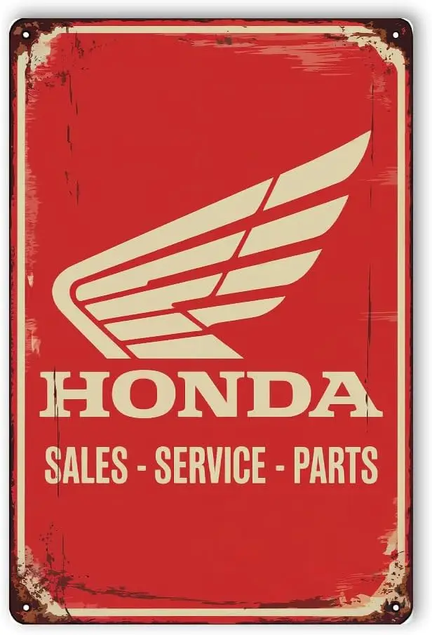 Honnda Metal Poster By DC Vintage Tin Sign Wall Art Indoor Use 12X18" Rust-Free Aluminum Decor For Garage UV Protected &