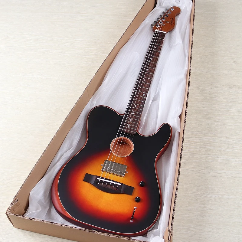 Guitarra Electroacústica Silenciosa de Modo Dual, Cuerpo de Sapele Sólido, 2 en 1, 6 Cuerdas, 39 Pulgadas, Mástil de Arce Tostado, Trastes Redondos, Verde