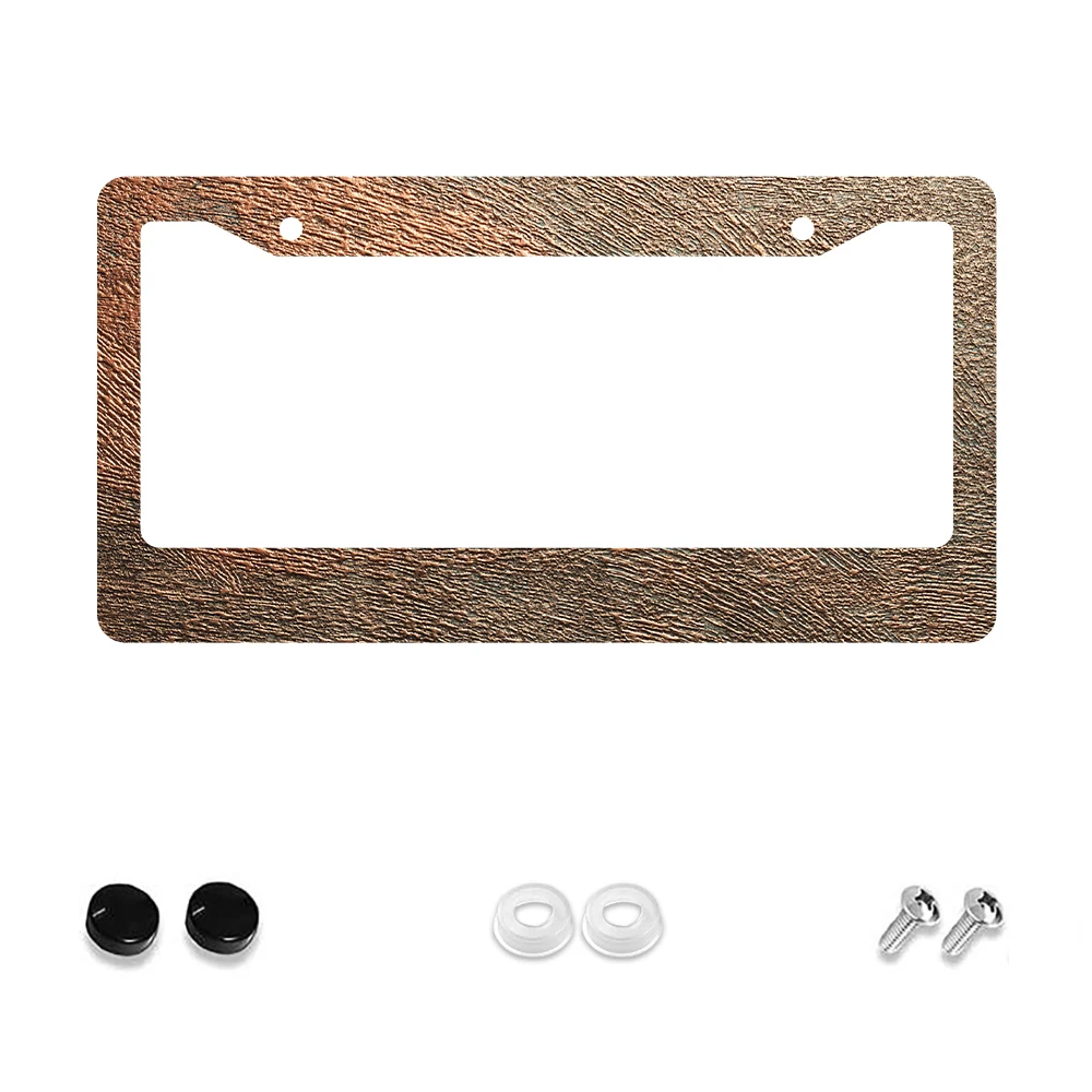 

1pc Rustic Brown Wood Texture 2 Hole License Plate Frame, Aluminum Material, 6x12 Inches with Screw Kit, Vintage Car Decoration