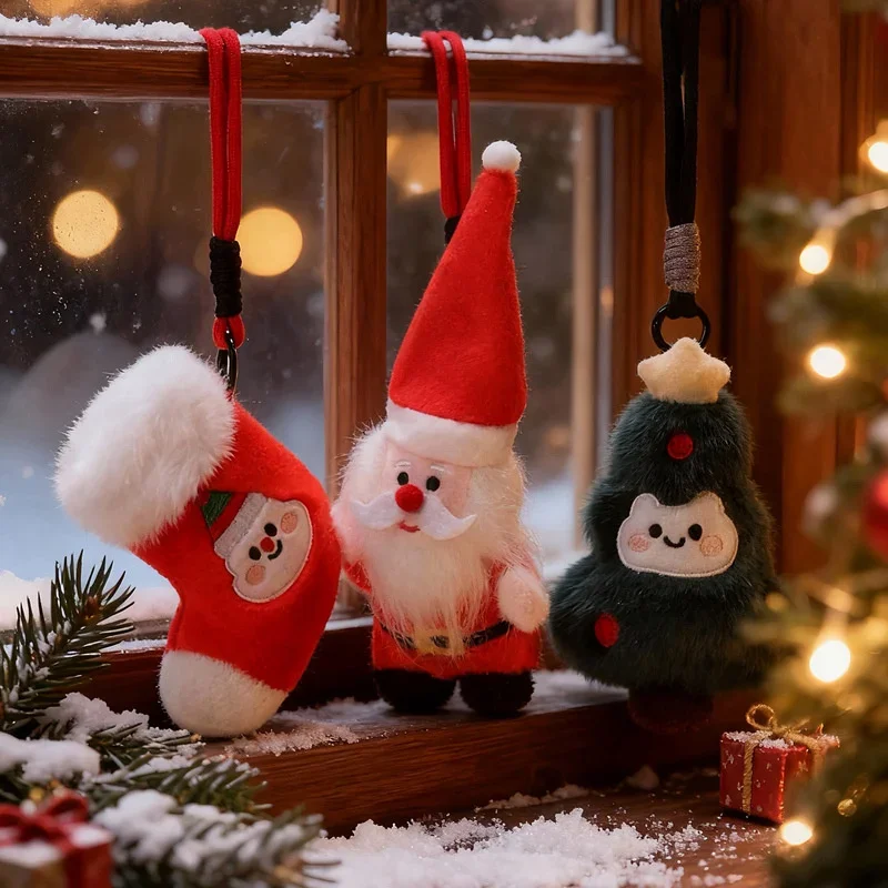 Super süße Mini Cartoon Weihnachten Serie Plüschtiere weiche gefüllte rote Stiefel Baum Weihnachtsmann hängen Spielzeug Kawaii Weihnachten Home Decor