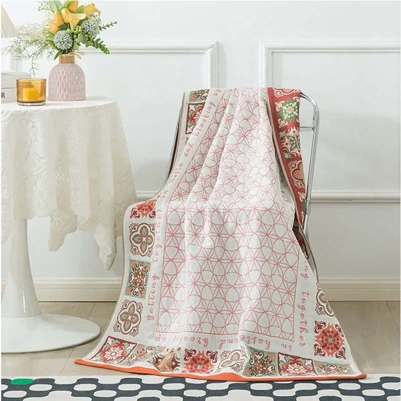 Bohemian Bath Towel For Adult Light Luxury Oversized Bath Wrap 90x180cm Cotton Gauze Absorbent Bathroom Towel Quick-drying