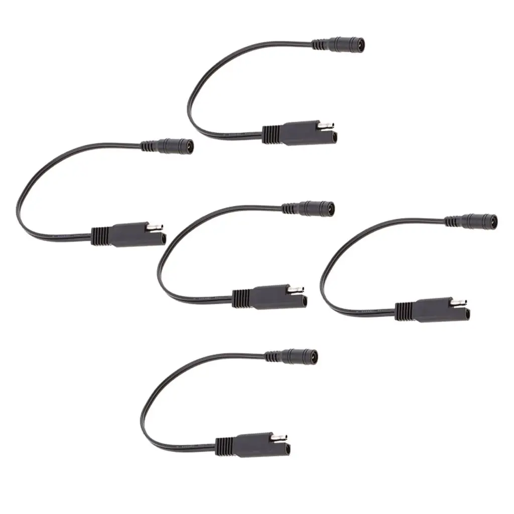 SAE to DC Coax Plug Adapter Cable 18AWG Black Universal Fit for Motorcycle Heated Clothing Use