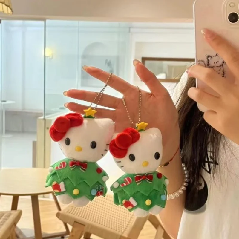 Sanrio Christmas HelloKitty  Doll Keychain Christmas Tree Cute Cartoon Kitty Cat Doll Pendant Keychain Bag Accessories Gift