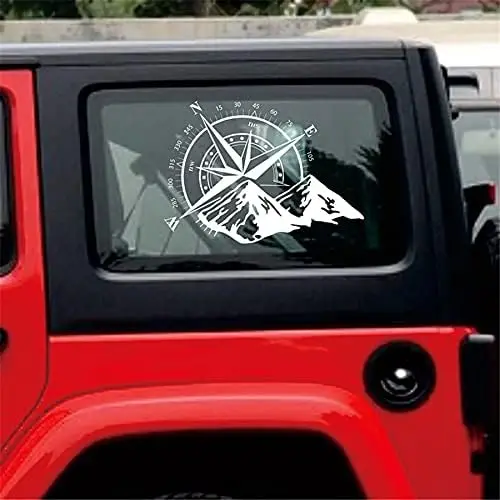 

48 x 34cm Car Door Hood Bonnet Window Sticker White Compass Graphics Vinyl Decal