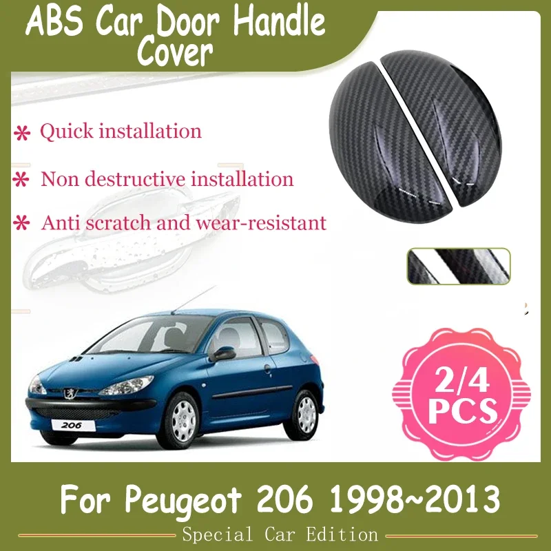 Cubierta de manija de puerta de coche, pegatina de estilo Exterior de fibra de carbono para Peugeot 206 CC 206 + 207 SW Compact 1998 ~ 2013 2009 2010