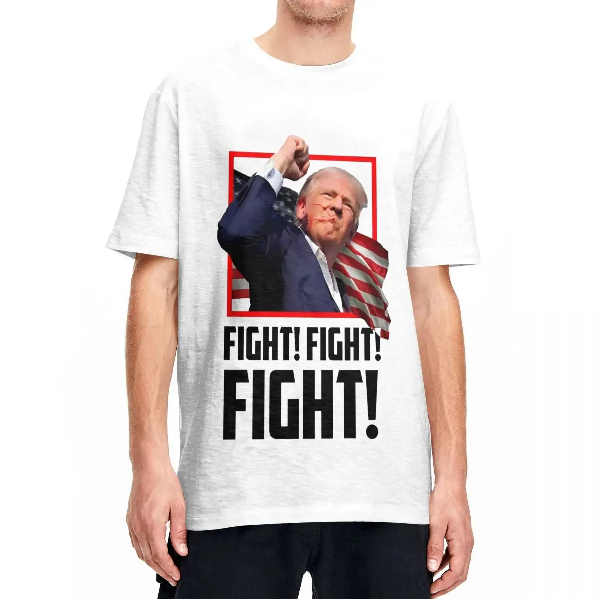 Kawaii Trump Assassination Shooting T Shirt For Men Women Cotton Short Sleeve Crewneck Summer Top Tee