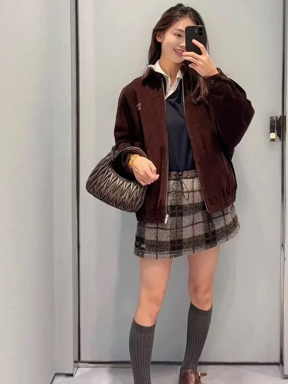 Lottie haut de gamme hiver Jaet manteau femmes coton velours côtelé cuir Logo broderie décontracté Sle Long Sve fermeture à glissière