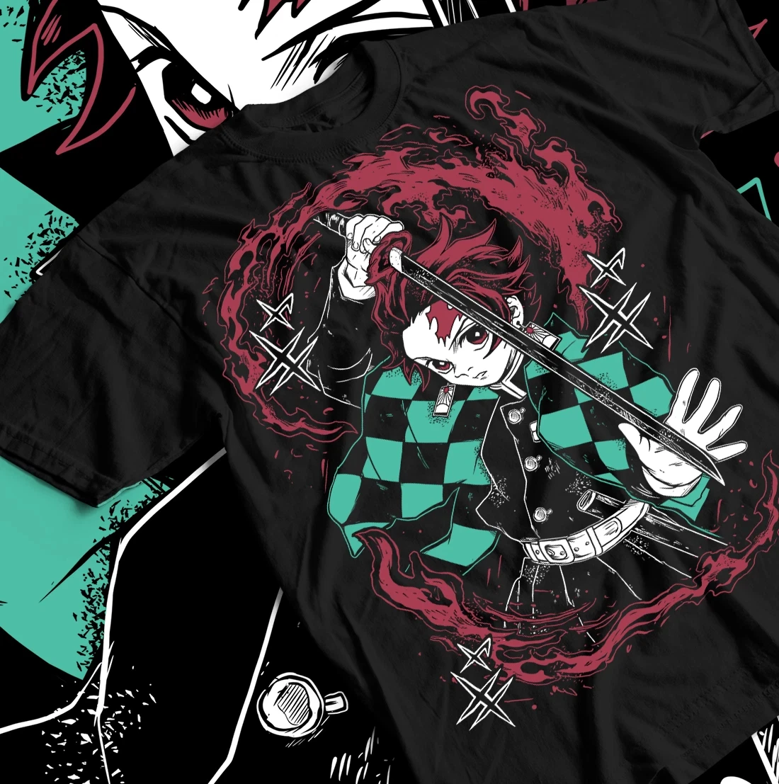 2026 Sommer Demon Slayer Anime Kamado Tanjiro Bedrucktes Lockeres Kurzarm-T-Shirt aus Reiner Baumwolle für Kinder Trendiges Unisex Casual Y2k