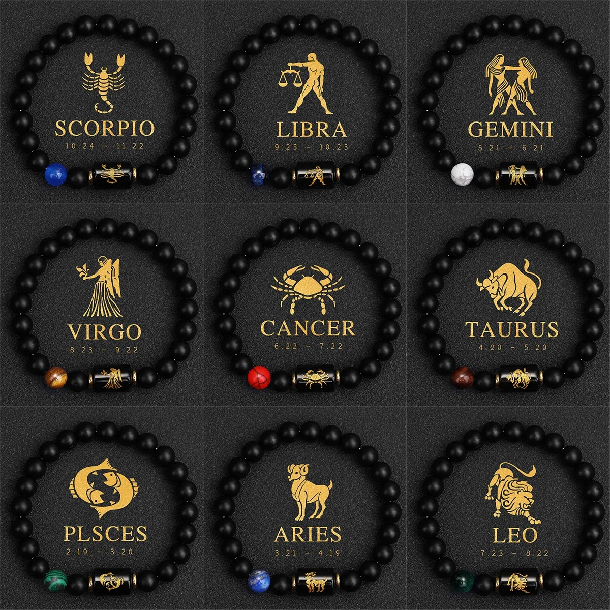 12 Zodiac Sign Bracelet Homme Constellation Bracelet for Men Aries Virgo Leo Libra Charm Bangle Women Friendship Jewelry