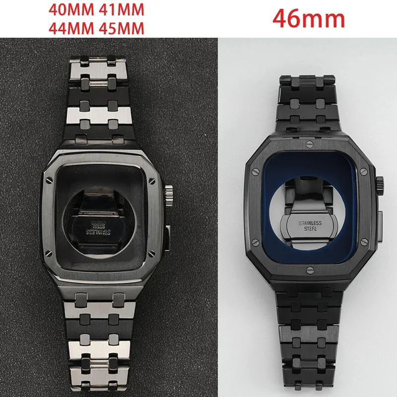 Luxury Stainless Steel Modification Kit for Apple Watch 11 10 9 8 7 46MM 45mm 41mm Metal Case for iWatch 6 5 4 3 SE 44mm 40mm