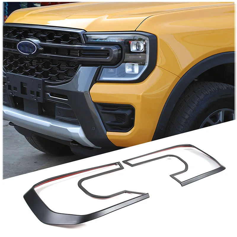 

Car Front Head Light Cover Surrounds Sticker Trim For Ford Ranger T9 Wildtrak Sport XLT 2023 2025 2025 Exterior Accessories ﻿