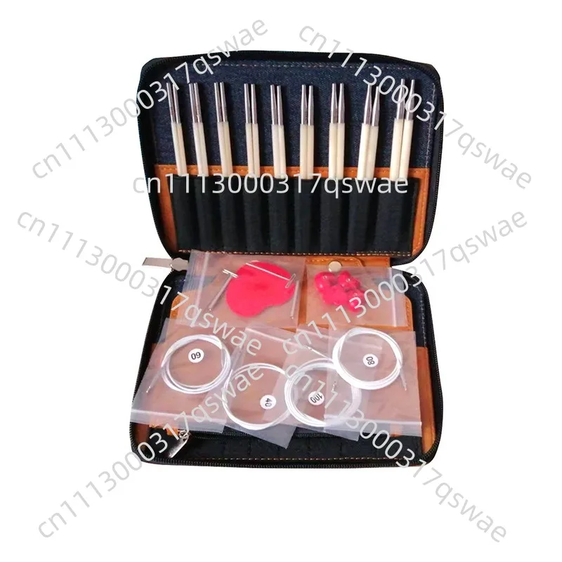 Simple wooden braided needles, hand-polished color wooden detachable circular needle set