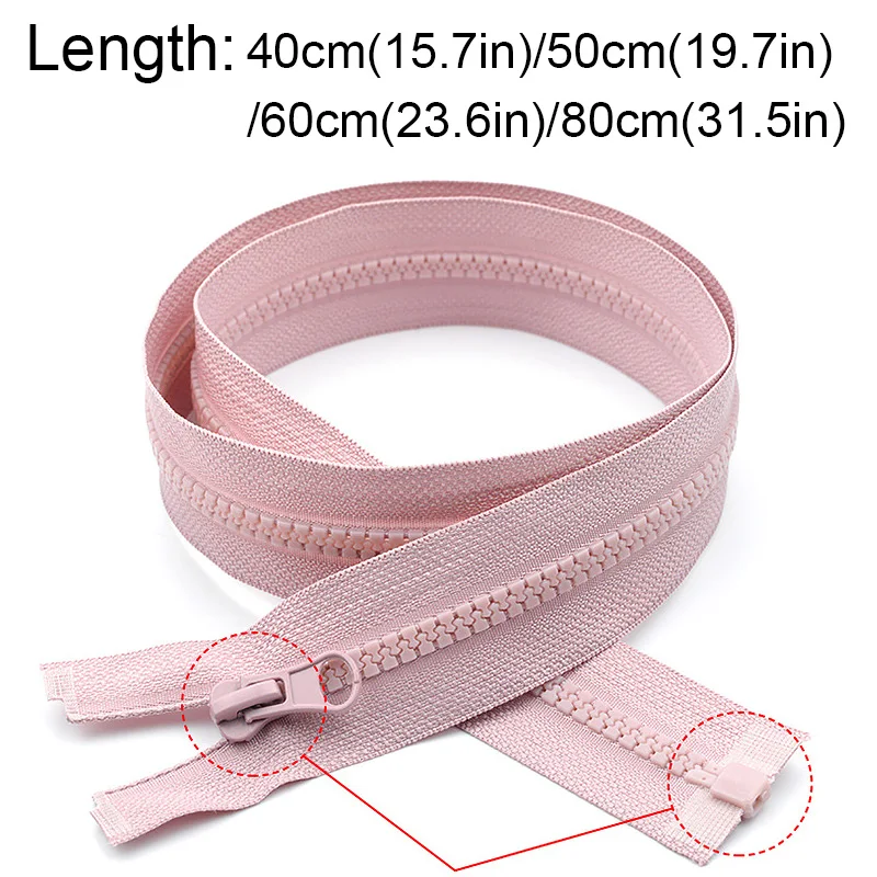 5# Resin Zipper 40cm 50cm 60cm 80cm Single Open End Coat Down Jacket Zippers DIY Sewing Accessories Clothes Long Zipper