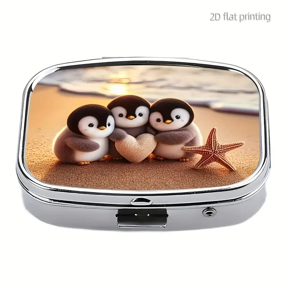 

1PC Penguin Heart 2-Compartment Pill Box, Portable Travel Gift