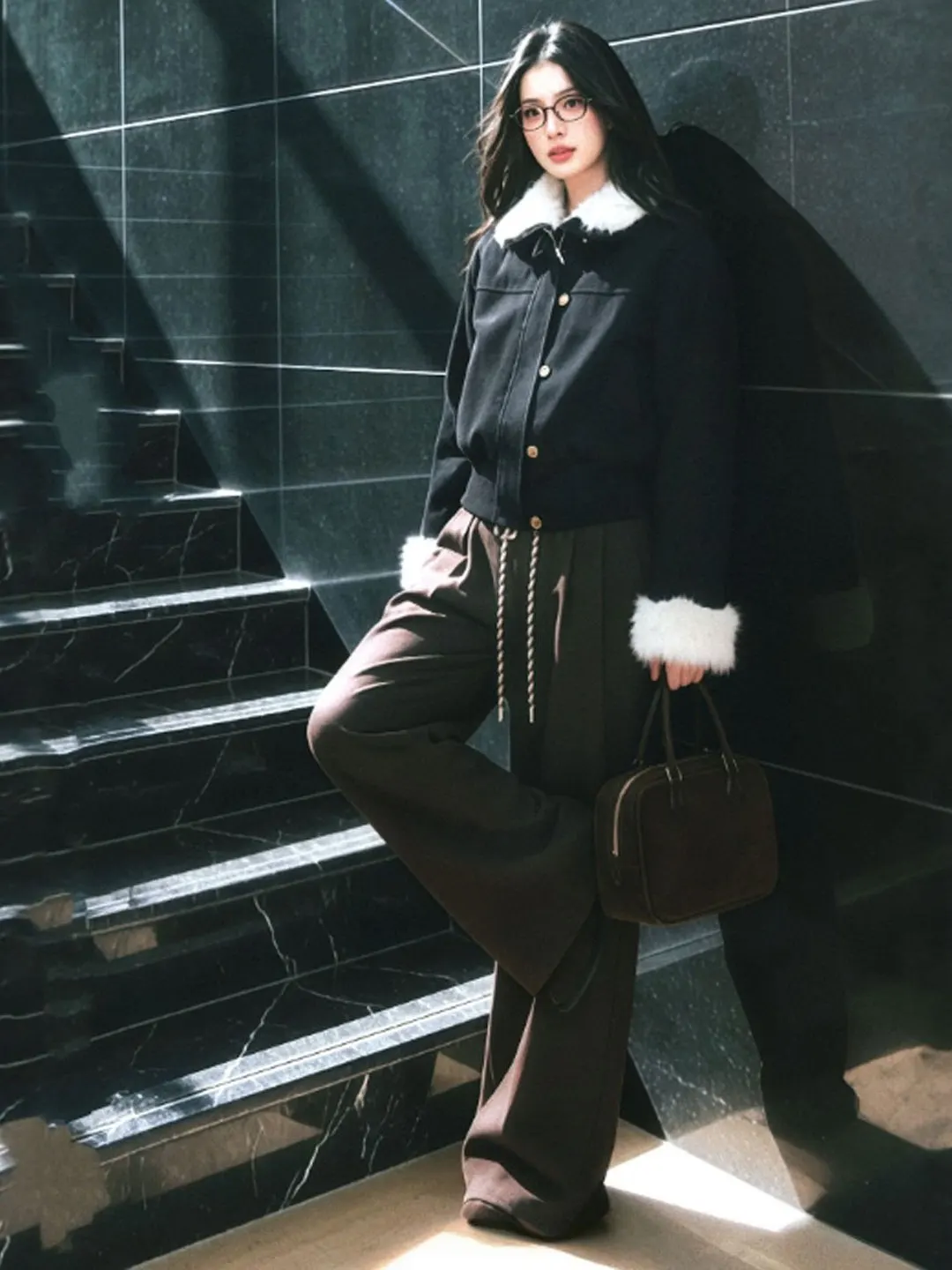 American Retro Thiened Warm Bla Leather Jaet Women's Faion Spring 2026 Small Size ular Top Ciwalk Casual Wear