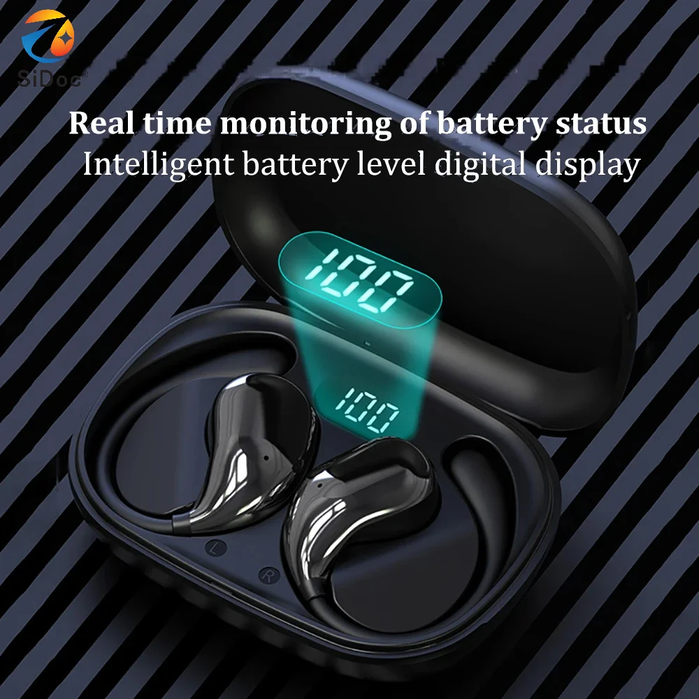 بلوتوث 5.4 الأذن هوك سماعات TWS سماعات لاسلكية HiFi ستيريو سماعات مقاومة للماء LED عرض طويل الاستعداد اللمس سماعات الأذن