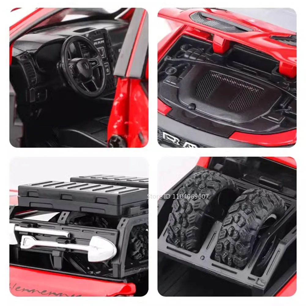 1:32 マンモスピックアップおもちゃの車モデル合金ダイキャストドアオープンサウンドライトプルバックトラック車両モデル男の子キッズギフト用