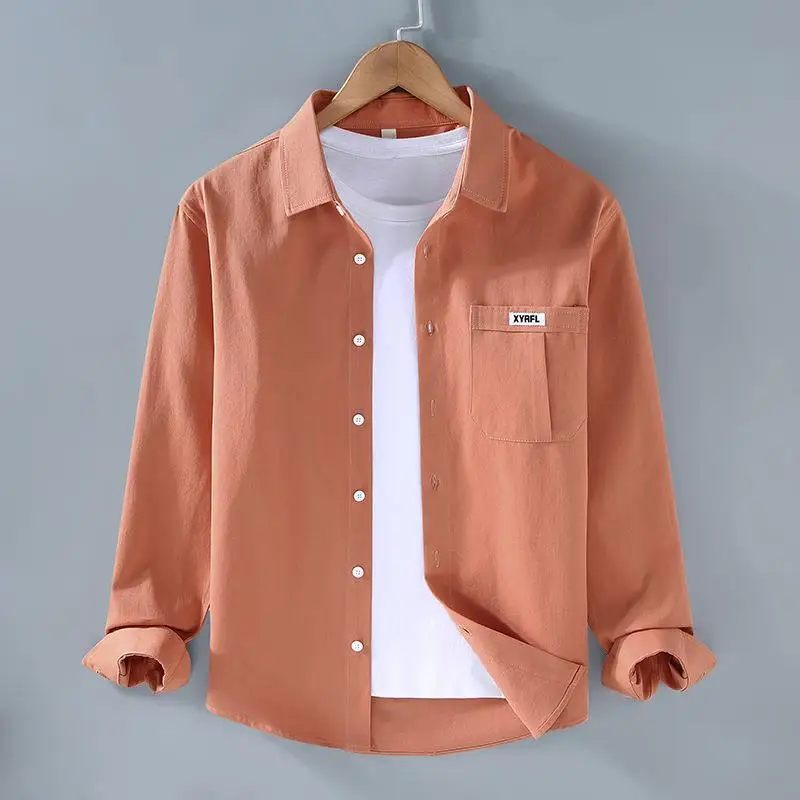 

Men's Long Sleeve Pocket Shirt Workwear Thin Material Deformation Resistant Pure Color Casual Fashion Inner Wear for Summer
