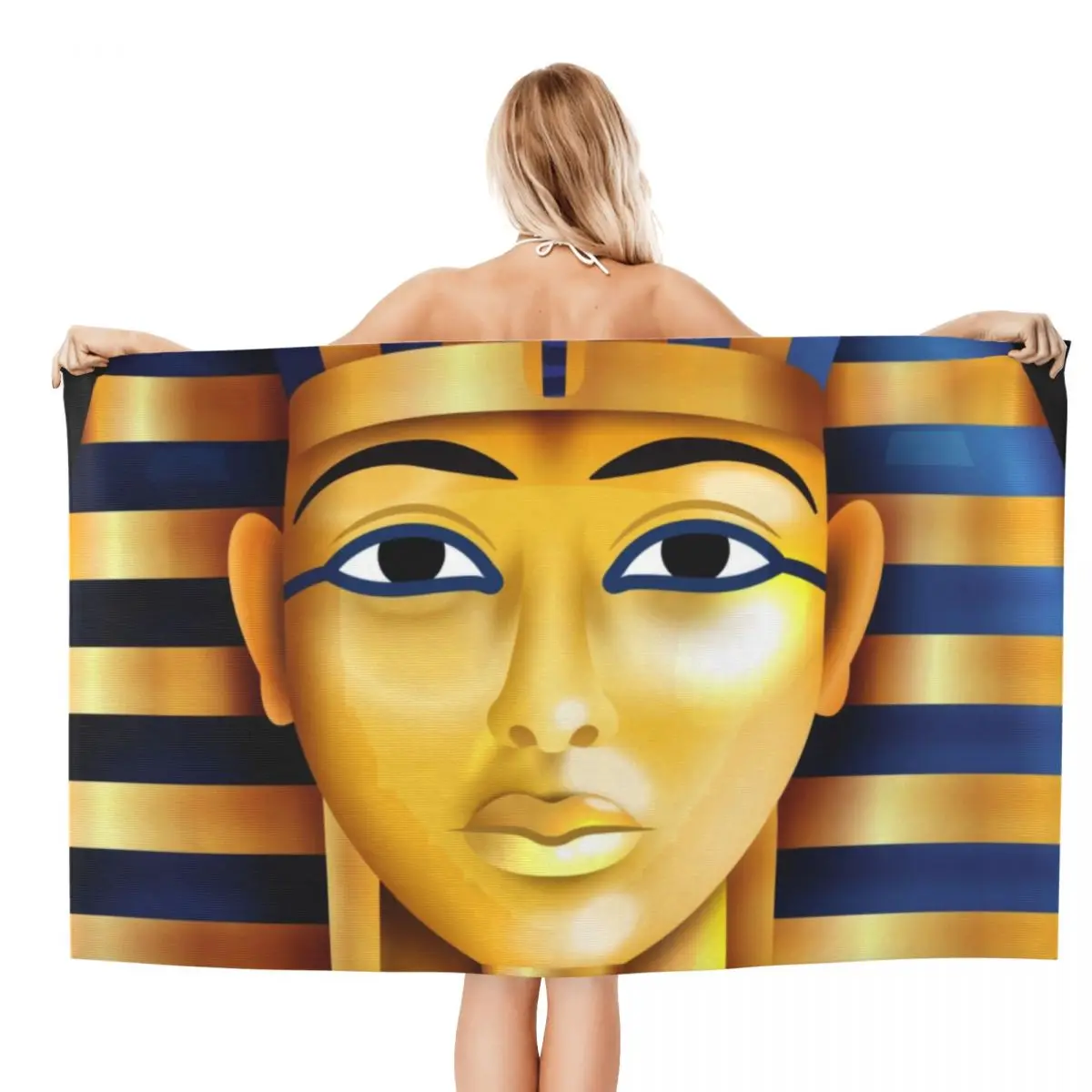 Custom Ancient Egypt Pharaoh King Tut Beach Bath Towel Microfiber Egyptian Shower Sports Yoga Towels