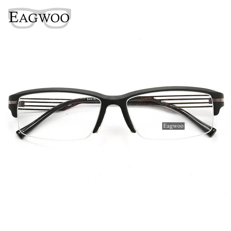 EAGWOO-Gafas de acetato para hombre, montura óptica de medio borde, gafas graduadas, Rectangule, gafas para miopía, diseño Simple y ligero