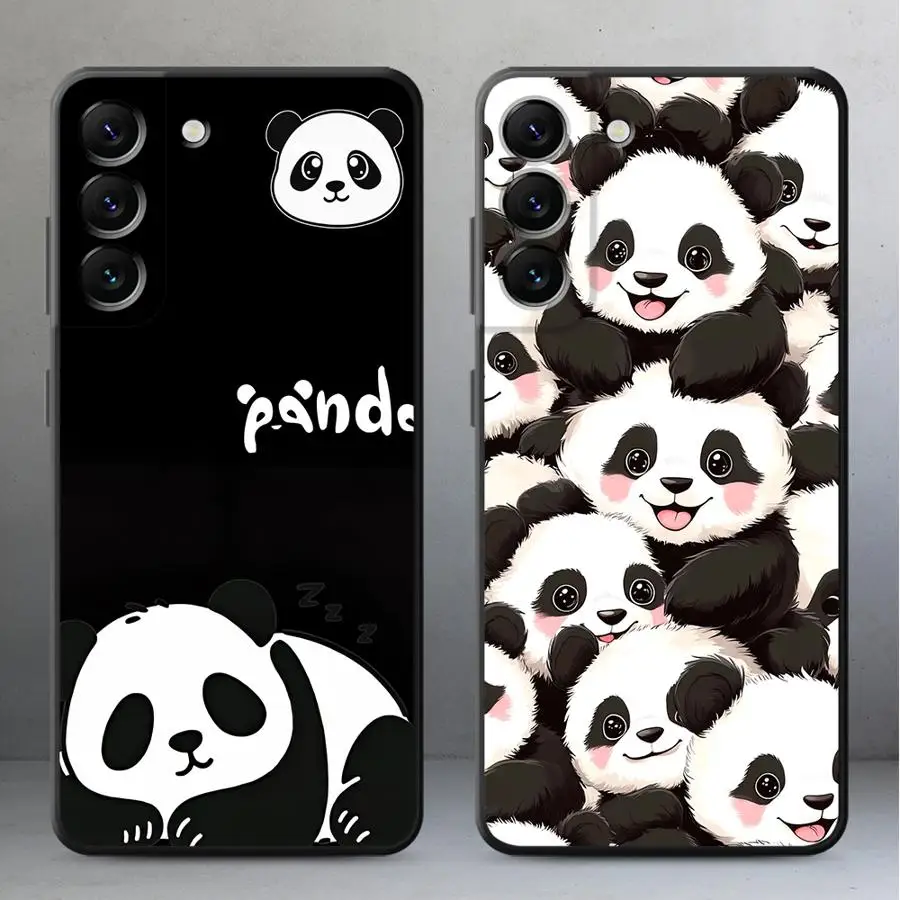 Phone Cover Case for Samsung Galaxy A57 A53 A35 A24 A32 A26 A55 A23 A37 A22 A52 A36 A25 A73 A51 A71 A72 Black White Panda